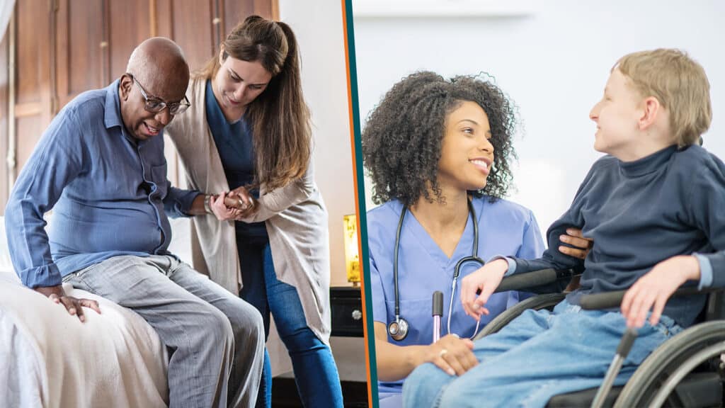 Caregiver helping senior